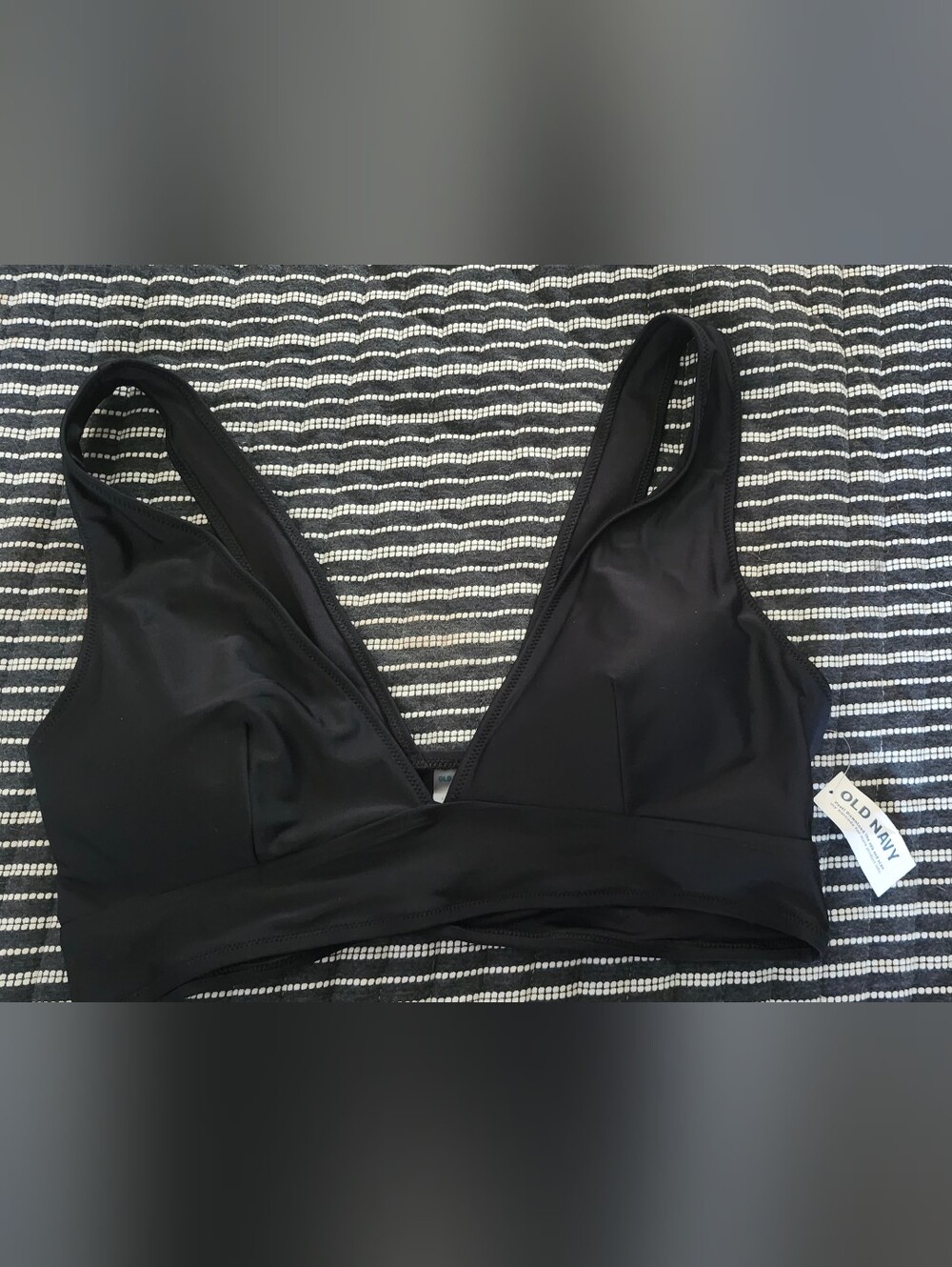 Black Old Navy V-Cut Swim Top